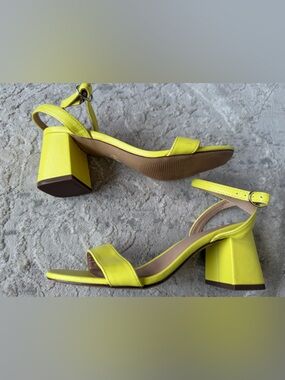 wild fable Yellow Ankle-Strap Block Heel Sandals 6.5 worn once!